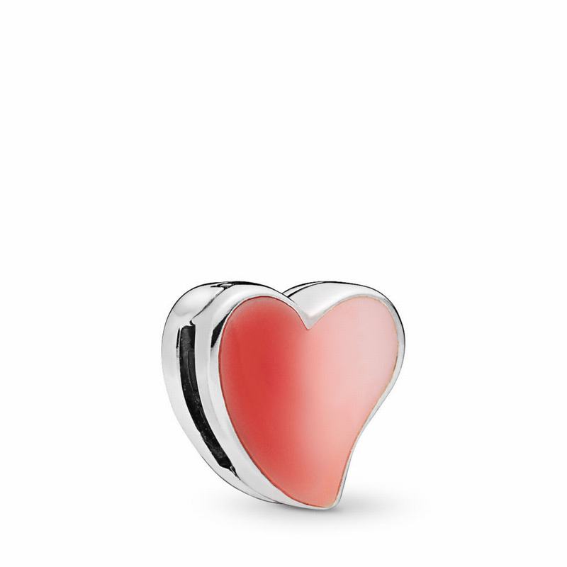 Pandora Reflexions™ Asymmetric Heart Of Love Clip Charm Ireland - Sterling Silver/Enamel - 692801EUS